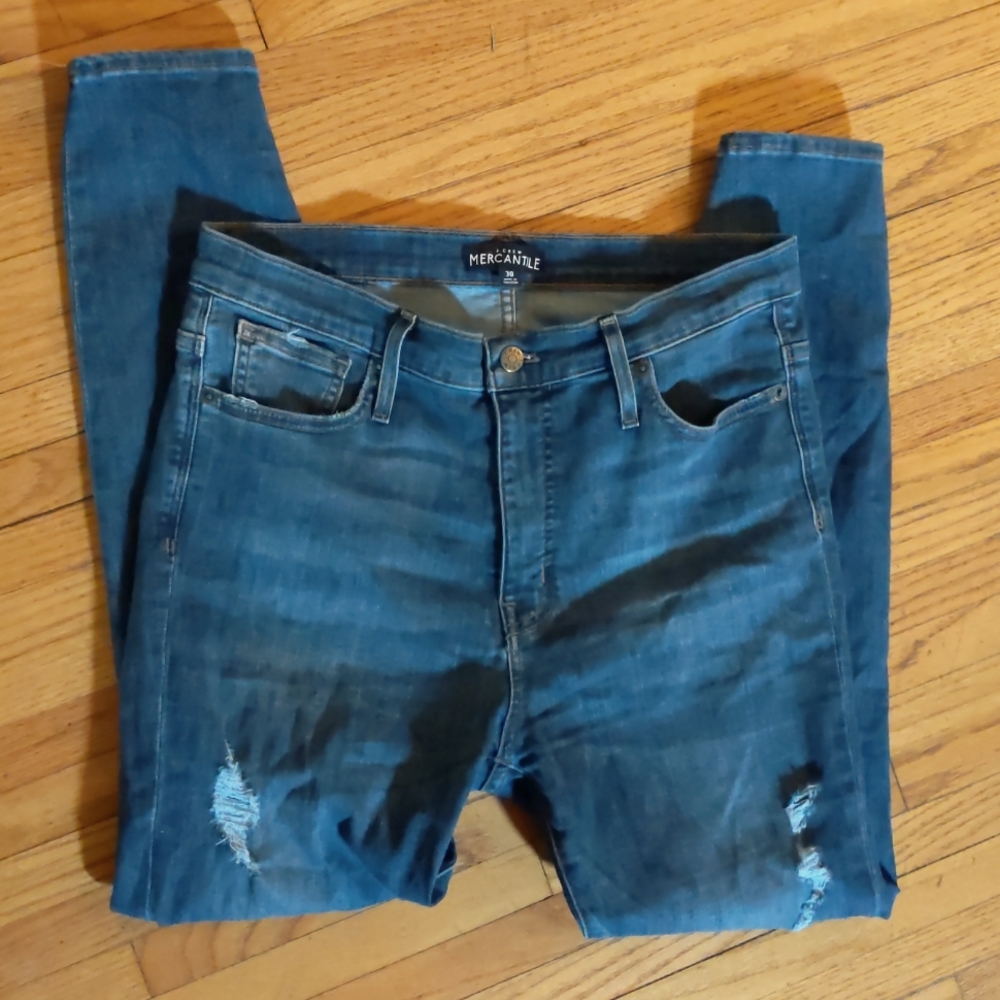 J. Crew Mercantile distressed blue denim jeans-sz 30
